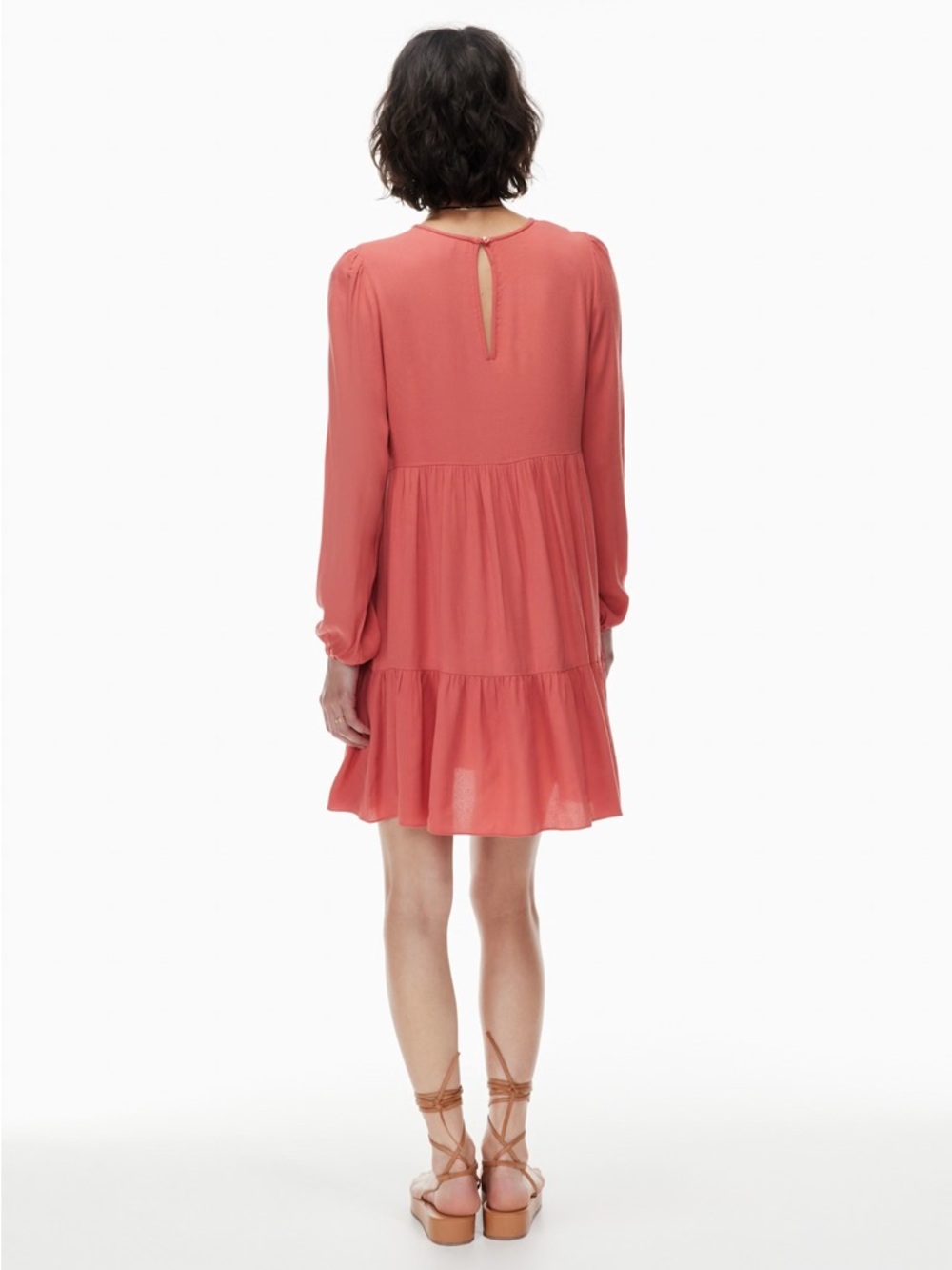 Aritzia Wilfred ($110) Lambrusco Light Grey Tiered Mini Dress PTP 23” AS IS - Picture 5 of 14